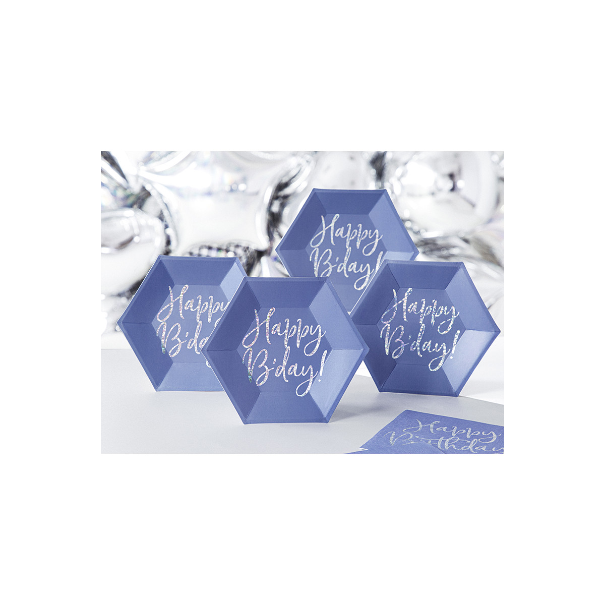 Assiette carton bleu anniversaire