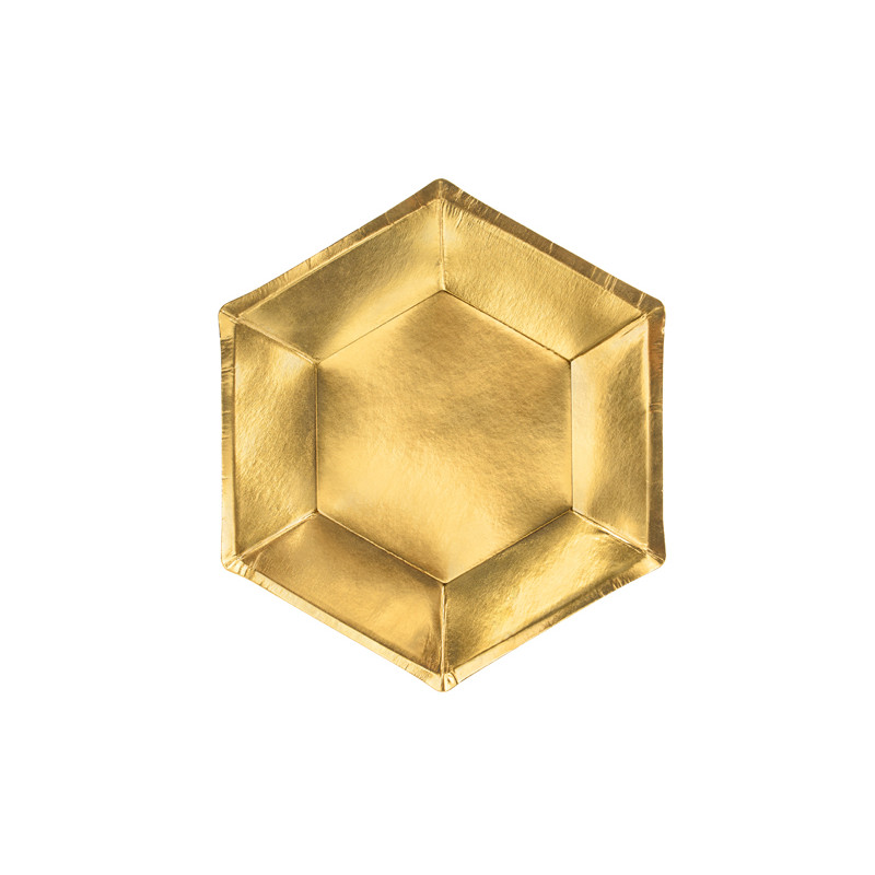 Rico Design Assiette jetable hexagone 27 cm, 10 pièces, abricot/or -  acheter chez