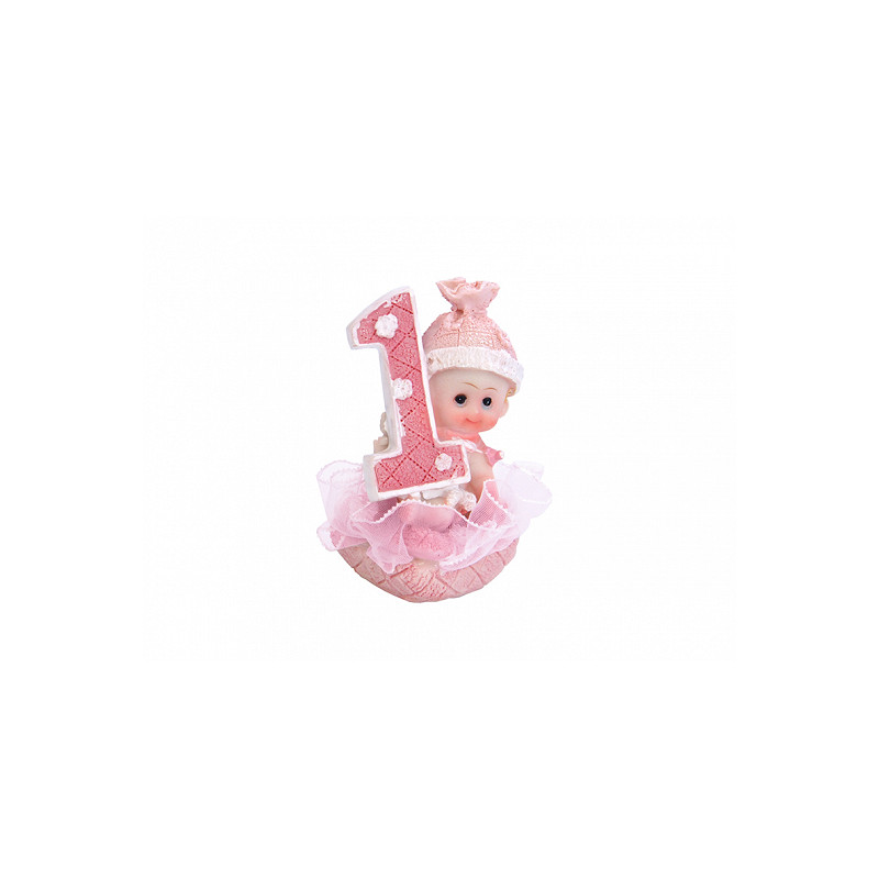 Figurine anniversaire 1 an fille 7 cm