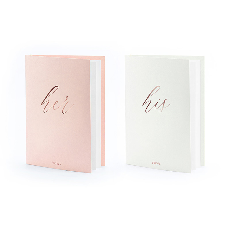 Livret de voeux Her et His blanc rose et or