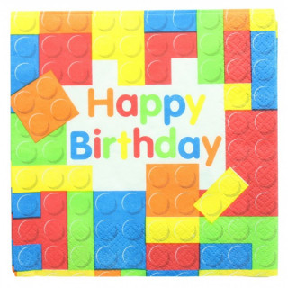 x20 Serviettes cube Happy Birthday