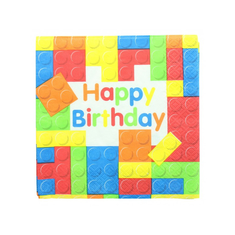 x20 Serviettes cube Happy Birthday